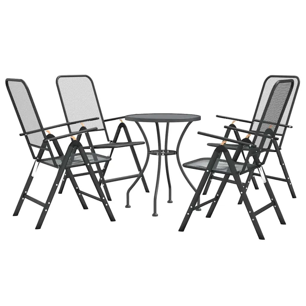 Garden Dining Set 5 Piece Outdoor Patio Furniture Expanded Metal Mesh Anthracite