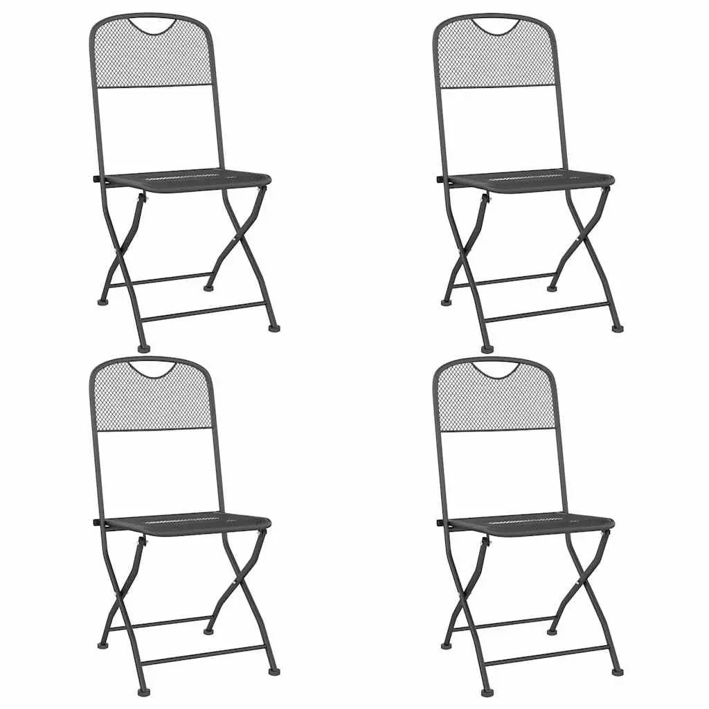 5 Piece Garden Dining Set Anthracite Expanded Metal Mesh Outdoor Patio Furniture