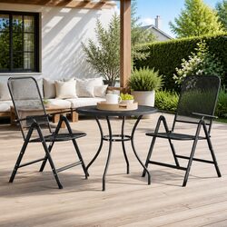 Concise Garden Dining Set: Table and Folding Chairs