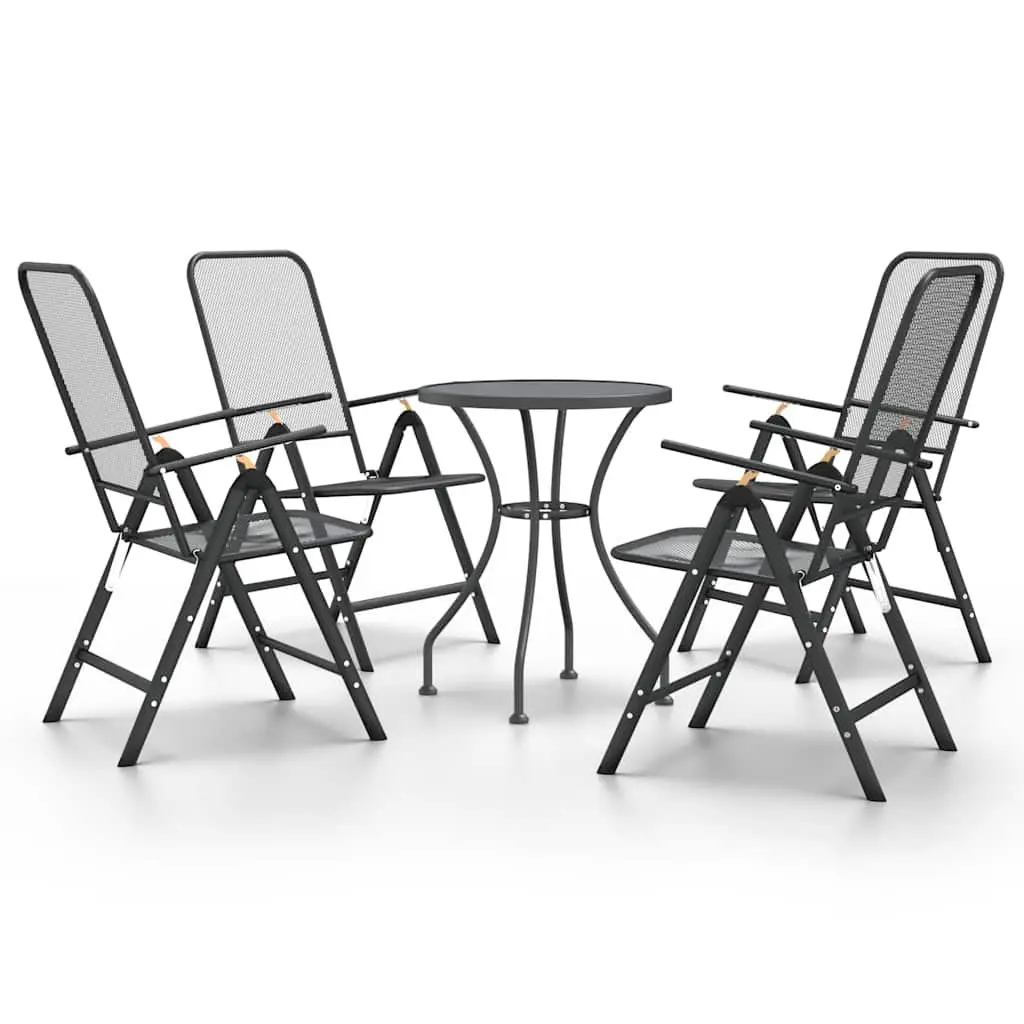 Garden Dining Set Anthracite 5 Piece Expanded Metal Mesh Weather Resistant