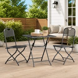 Garden Dining Set 3 Piece Outdoor Patio Furniture Anthracite Foldable Table