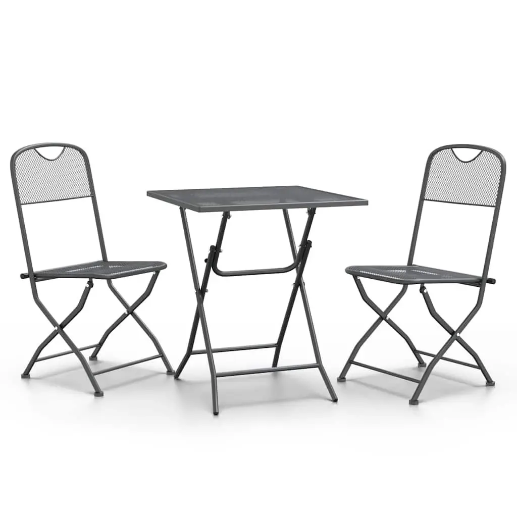 Garden Dining Set Anthracite 3 Piece Foldable Table Outdoor Patio Furniture
