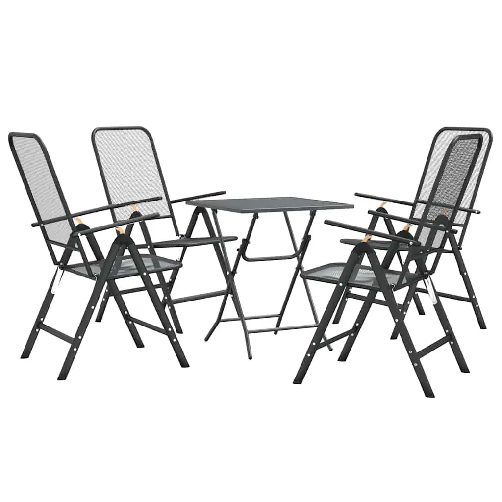 5 Piece Outdoor Garden Dining Set Anthracite Foldable Recline Chairs Table