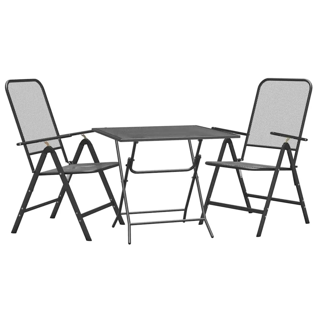 Garden Dining Set 3 Piece Outdoor Patio Furniture Anthracite Foldable Adjustable