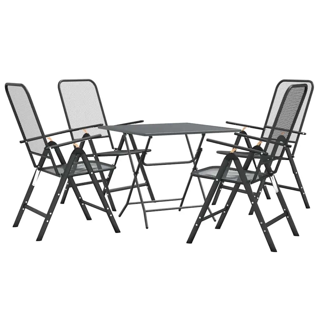5 Piece Garden Dining Set Anthracite Foldable Chairs Table