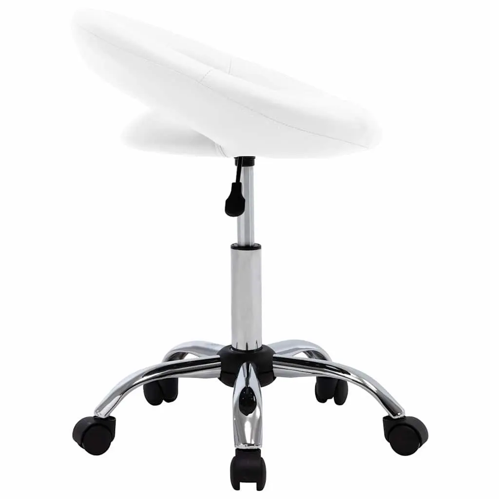 Adjustable Height Swivel Chair White Faux Leather 360 Degree Rotation Gas Lift Mechanism