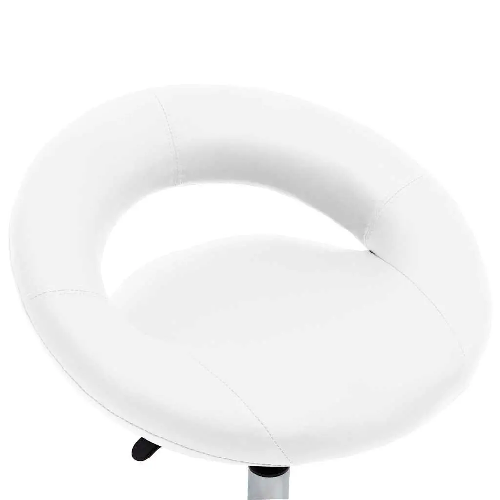 Adjustable Height Swivel Chair White Faux Leather 360 Degree Rotation Gas Lift Mechanism