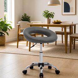 Efficient Grey Faux Leather Swivel Dining Chair
