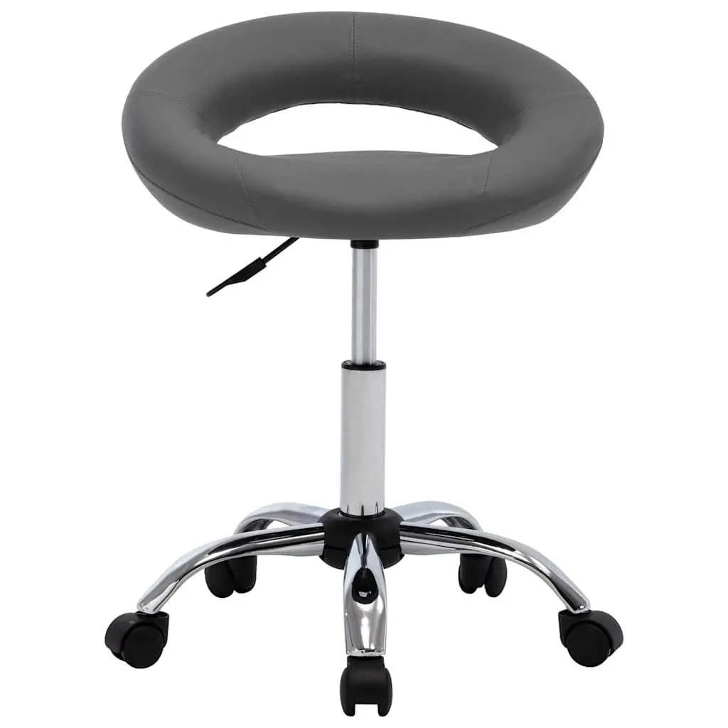 Height Adjustable Swivel Chair Grey Faux Leather 360 Degree Rotating Rolling Castors