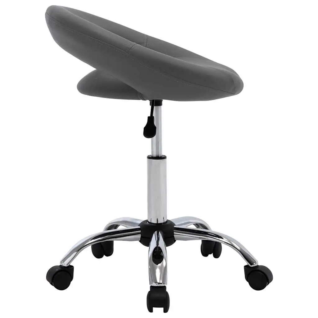 Height Adjustable Swivel Chair Grey Faux Leather 360 Degree Rotating Rolling Castors