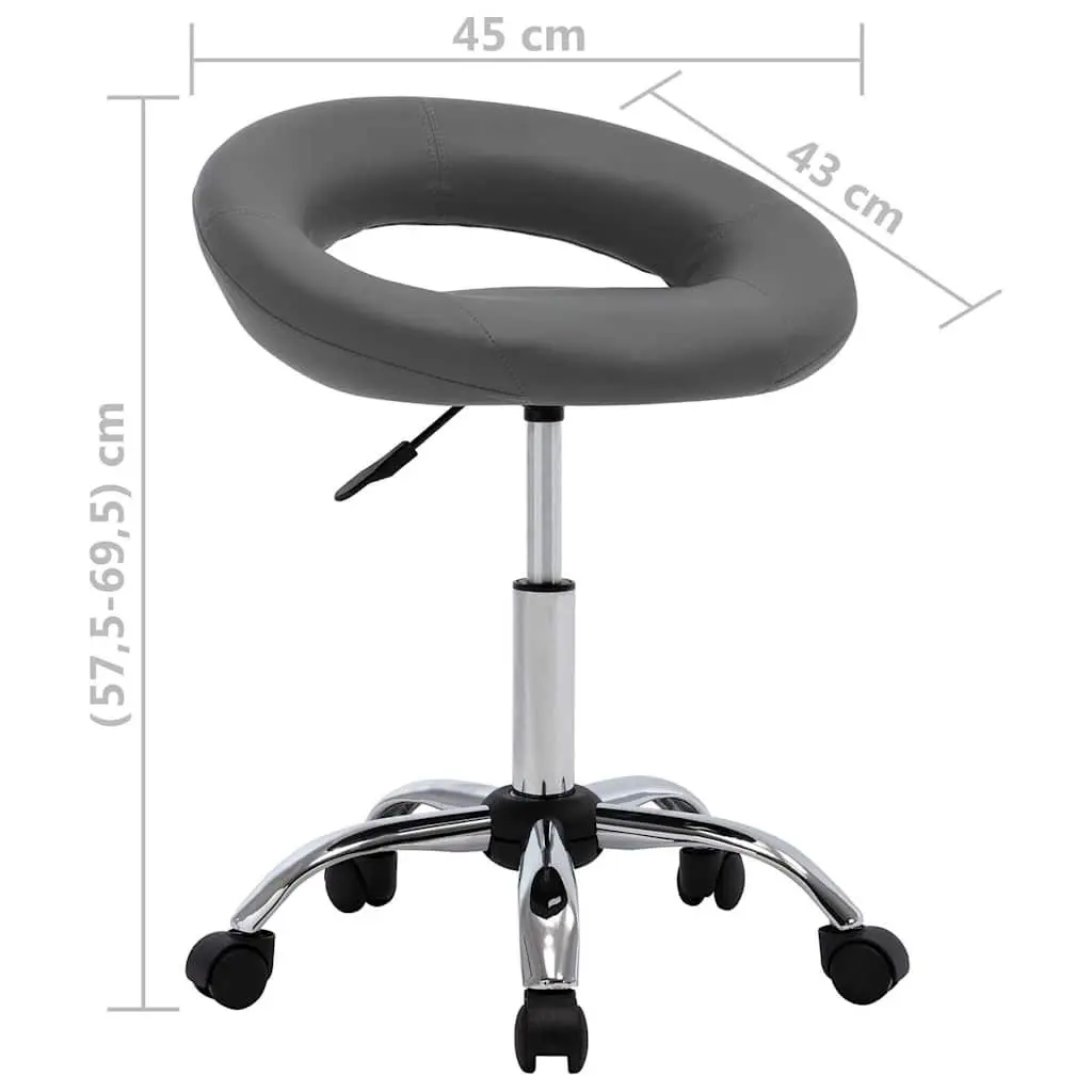 Height Adjustable Swivel Chair Grey Faux Leather 360 Degree Rotating Rolling Castors