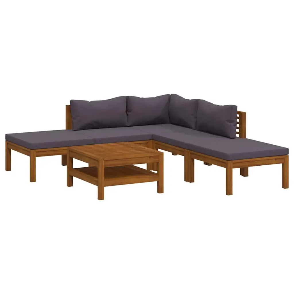 Garden Lounge Set 6 Piece Outdoor Furniture Acacia Wood Sofa Coffee Table Grey