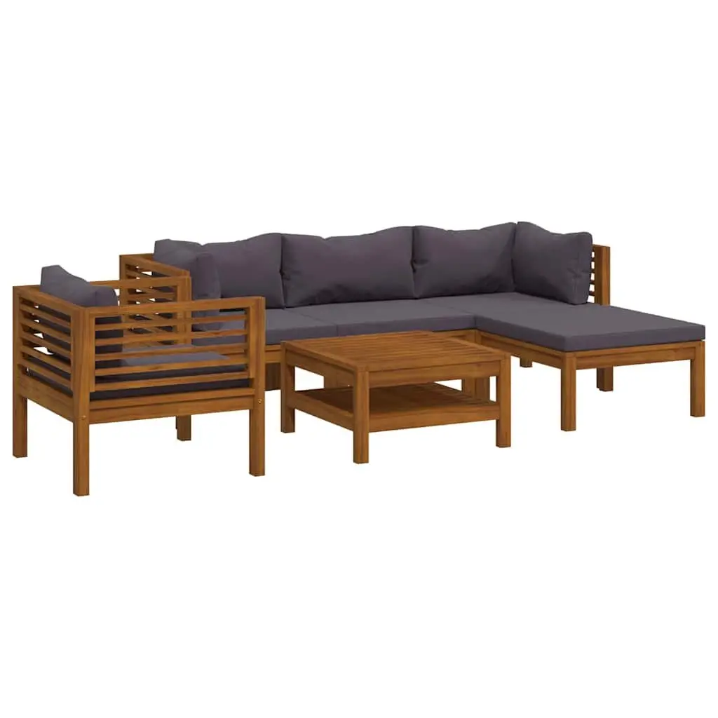 Garden Lounge Set Grey 6 Piece Outdoor Furniture Patio Sofa with Cushions