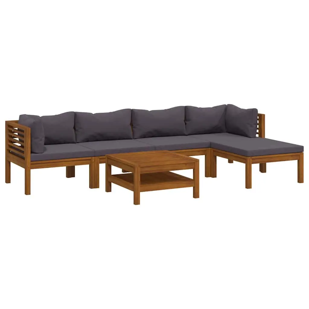 Garden Lounge Set 6 Piece Outdoor Furniture Acacia Wood Modular Sofa with