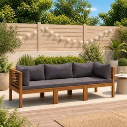 Concise 3-Seater Garden Sofa Set for Outdoor Use