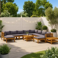 Compact and Stylish 12 Piece Lounge Set for Outdoor Spaces