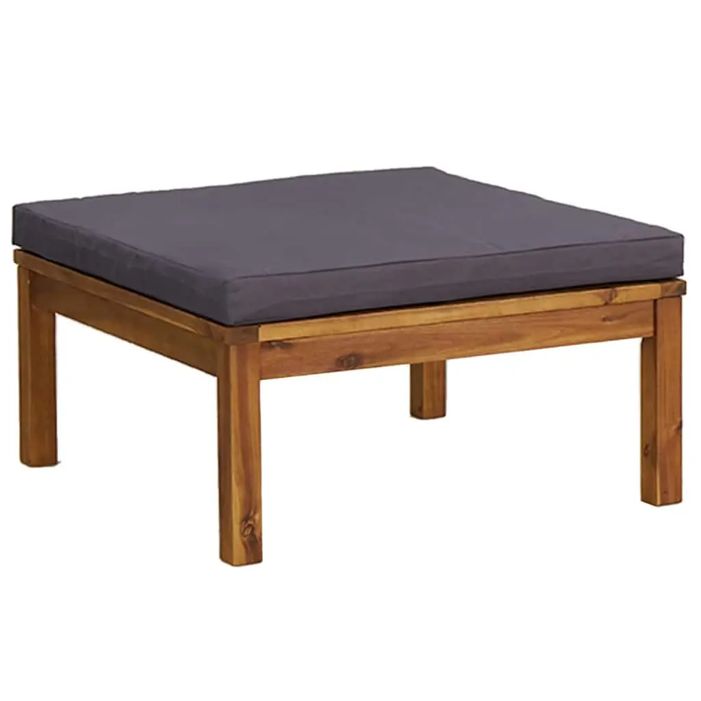 Garden Lounge Set Grey 12 Piece Outdoor Furniture Acacia Wood Modular Sofa with Thickly Padded Cushions and Slatted Coffee Table