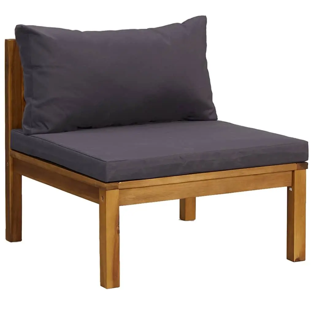 Garden Lounge Set 6 Piece Outdoor Furniture Grey Acacia Wood Patio Sofa with