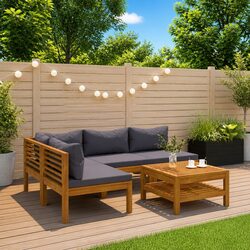 5 Piece Acacia Wood Lounge Set for Outdoor Spaces