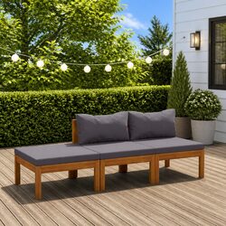 3 Piece Garden Lounge Set Outdoor Furniture with Cushion Slatted Coffee Table