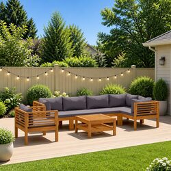 7 Piece Outdoor Lounge Set with Cushions