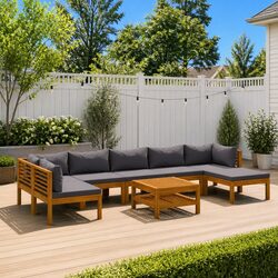 Compact 8-Piece Outdoor Lounge Set with Acacia Wood Frame