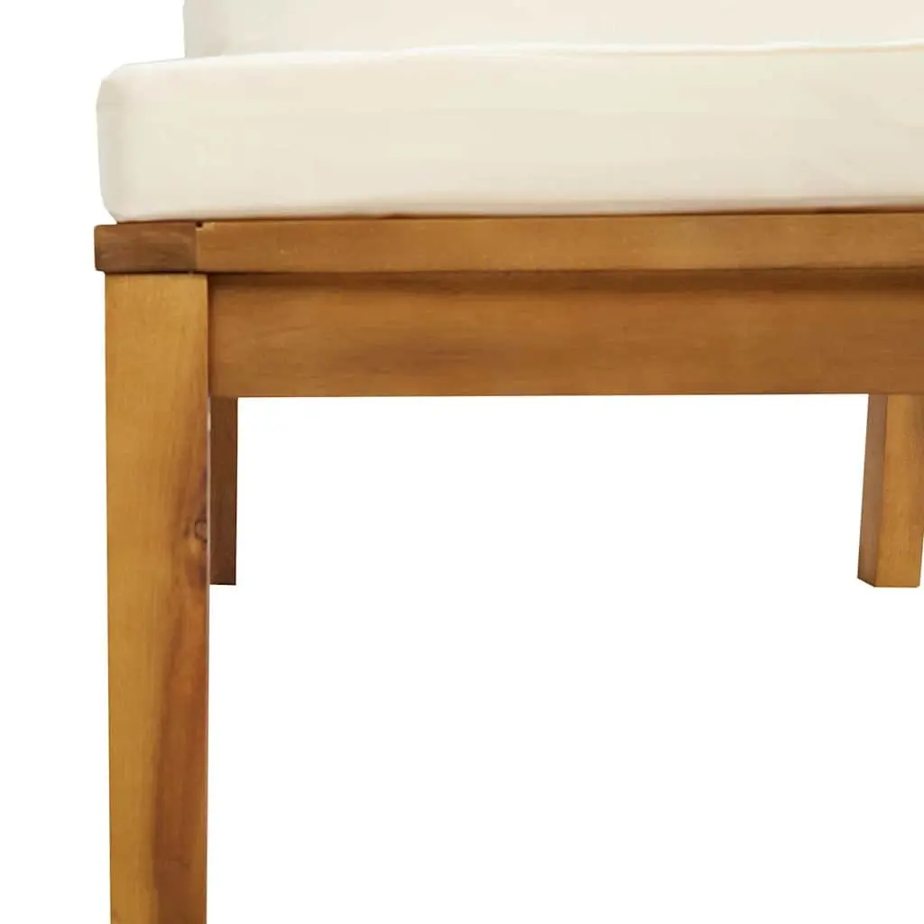 Outdoor Lounge Set Cream 5 Piece Solid Acacia Wood Sofa with Removable Cushions and Slatted Coffee Table