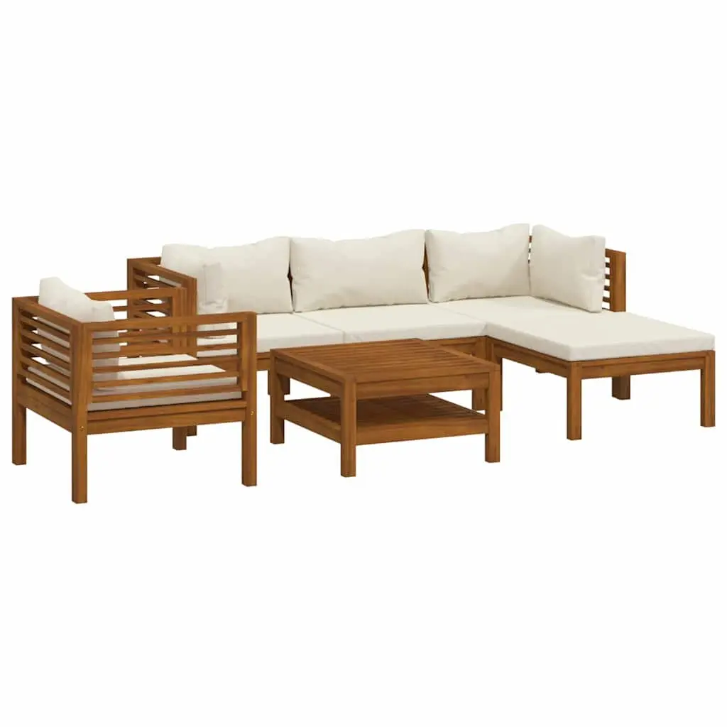 Garden Lounge Set 6 Piece Outdoor Furniture Acacia Wood Modular Patio Sofa with