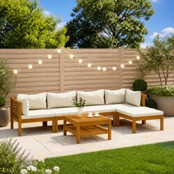 Garden Lounge Set 6 Piece Outdoor Furniture Acacia Wood Modular Sofa Patio