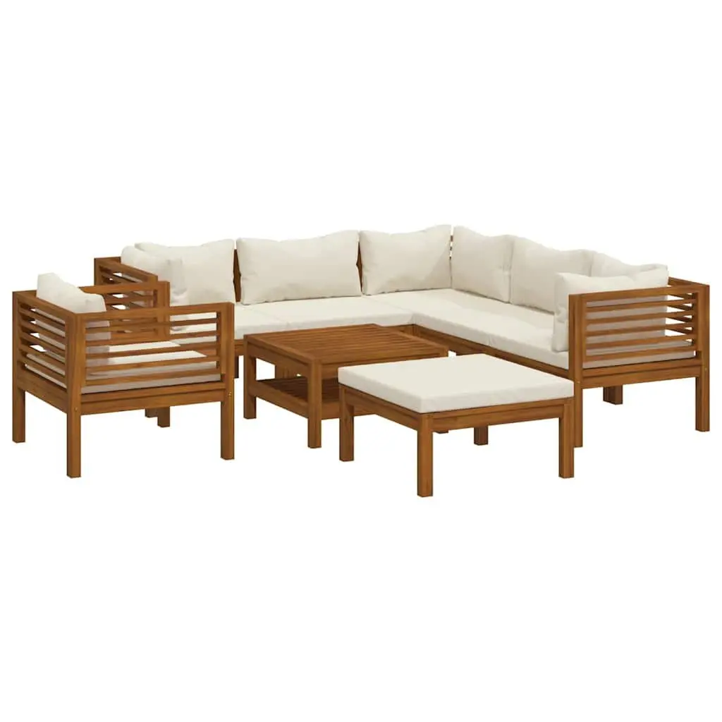 8 Piece Outdoor Garden Lounge Set Modular Sofa with Coffee Table Cream Cushions