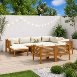 Compact 10-Piece Outdoor Lounge Set in Acacia Wood