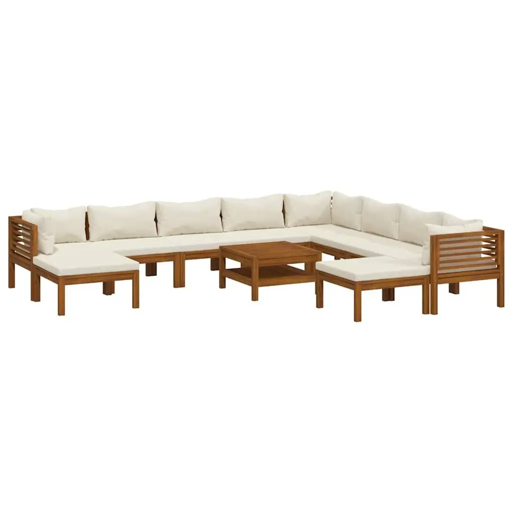 Garden Lounge Set 11 Piece Outdoor Furniture Acacia Wood Sofa with Cushions