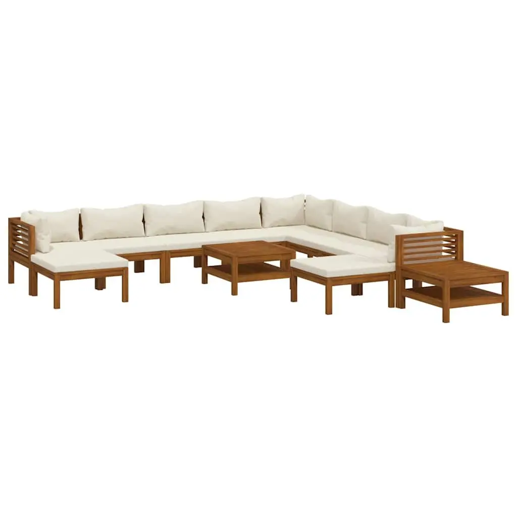 Garden Lounge Set 12 Piece Outdoor Furniture Acacia Wood Modular Sofa with