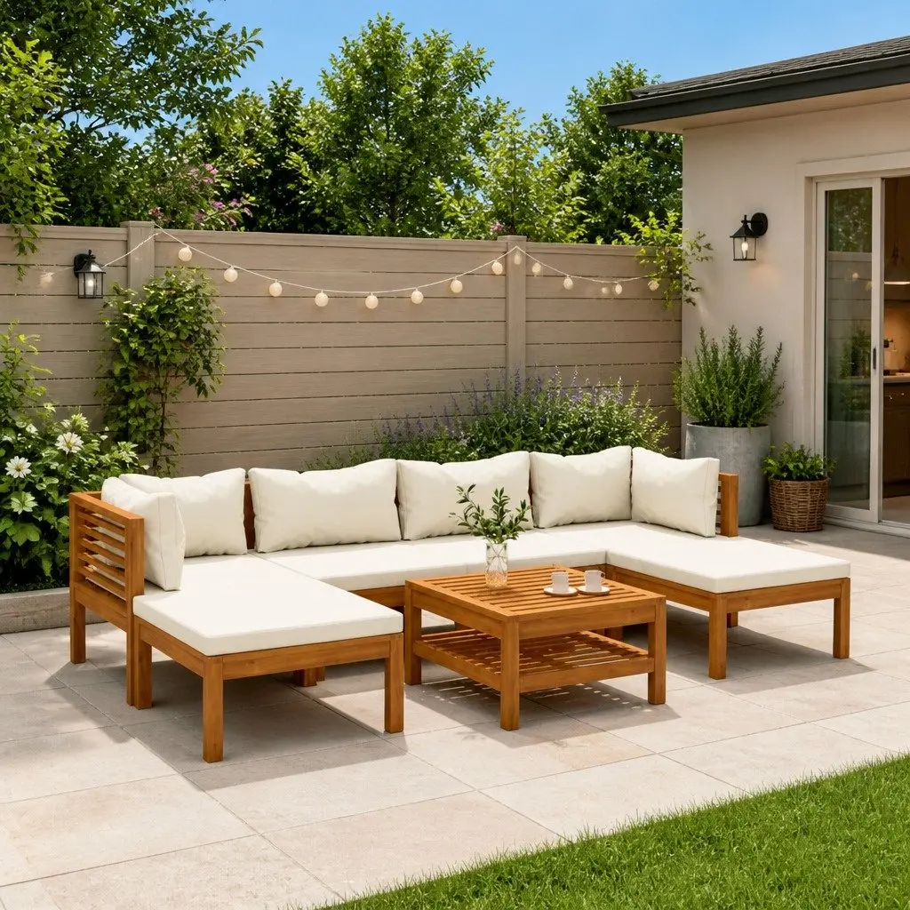 Garden Lounge Set 7 Piece Outdoor Furniture Modular Sofa Coffee Table Acacia
