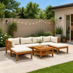 7 Piece Outdoor Lounge Set with Stylish Acacia Frame