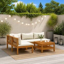 5 Piece Garden Lounge Set Outdoor Furniture Acacia Wood Patio Sofa Coffee Table