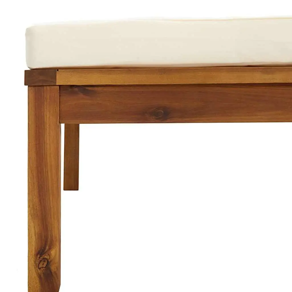 3 Piece Garden Lounge Set Outdoor Furniture Acacia Wood Frame Cream Cushions