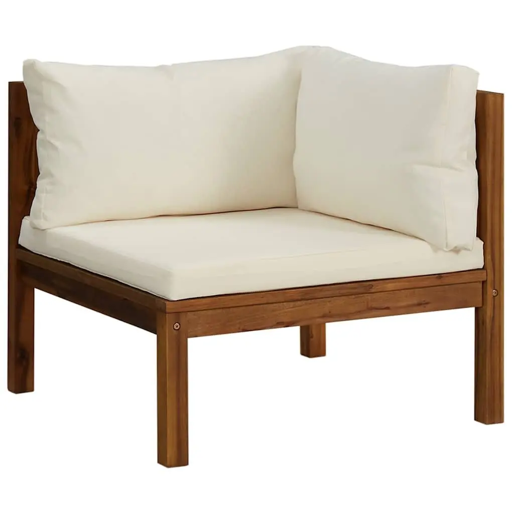 Garden Lounge Set 8 Piece Outdoor Furniture Cream Cushion Acacia Wood Modular