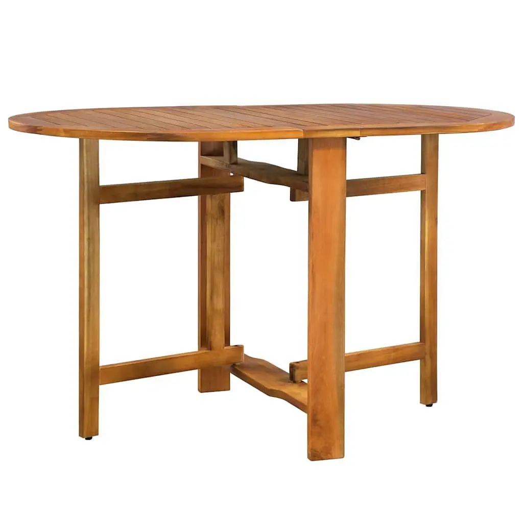 5 Piece Garden Dining Set Brown Solid Acacia Wood Foldable Weather-Resistant Outdoor Patio Furniture