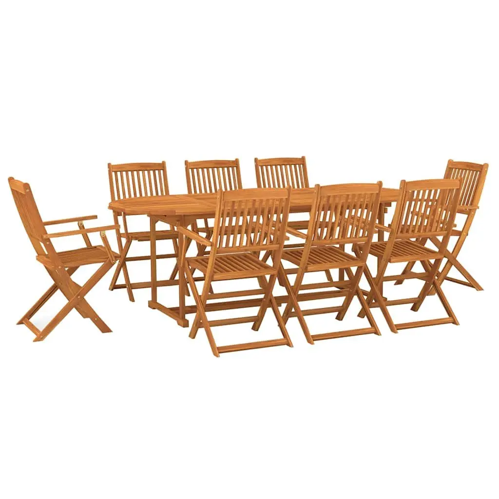 Garden Dining Set Brown 9 Piece Outdoor Patio Table Chairs Solid Wood