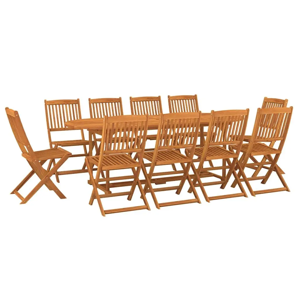 Brown Wood 11 Piece Outdoor Dining Set Patio Furniture Garden Table and Chairs