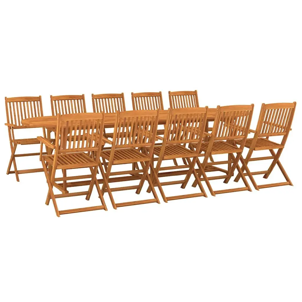 Garden Dining Set 11 Pieces Outdoor Patio Furniture Brown Wood Table Chairs