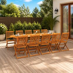 11 Piece Garden Dining Set for Outdoors