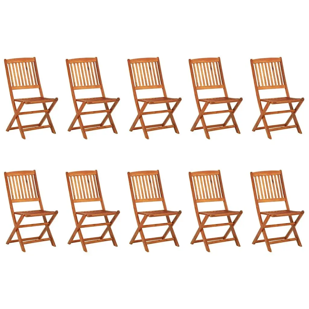 Garden Dining Set Brown 11 Piece Solid Acacia Wood Weather-Resistant Foldable Chairs