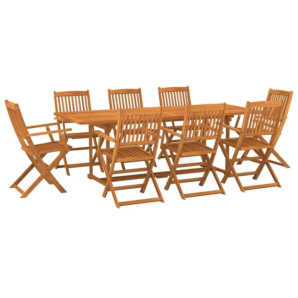 Garden Dining Set Brown 9 Piece Outdoor Patio Table Chairs Weather-Resistant Foldable
