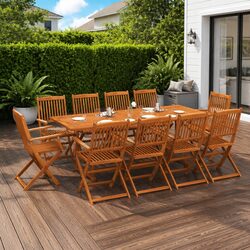 Compact 11-Piece Dining Set for Your Outdoor Area