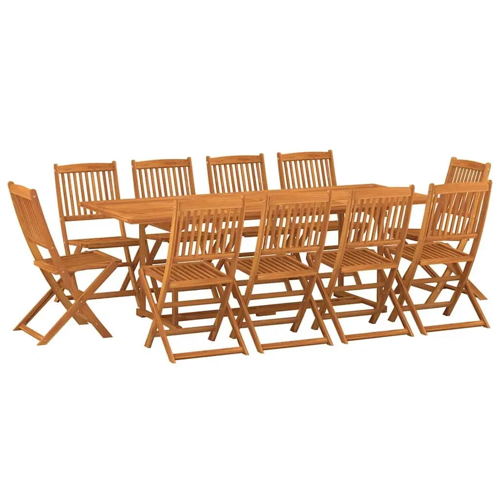 Garden Dining Set Brown 11 Piece Outdoor Patio Table Chairs Solid Acacia Wood