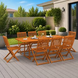 Concise 9 Piece Outdoor Dining Set for Entertaining