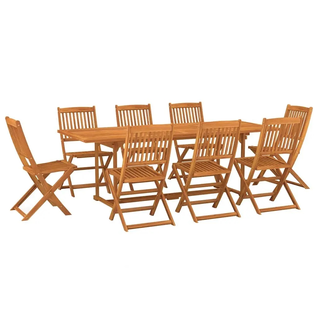 Garden Dining Set 9 Piece Outdoor Furniture Table Chairs Wood Brown Patio