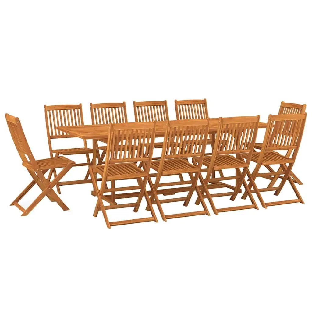 Garden Dining Set Brown 11 Piece Outdoor Furniture Foldable Table Chairs